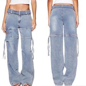 I.AM.GIA Revolve Naima Cargo Denim Blue Mid Rise Jeans Womens Medium